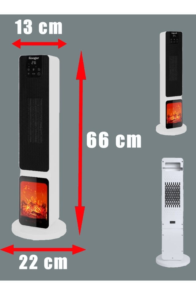 German 2701 L White OLED Şömineli Ekran Dijital Göstergeli Seramik Fanlı Hızlı Isıtıcı